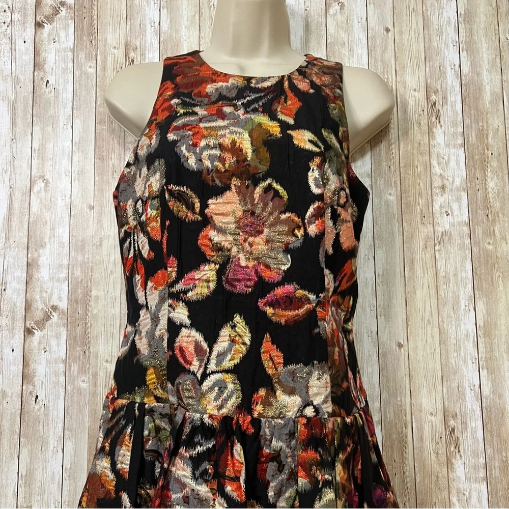 Anthropologie Leifsdottir Adelita Floral Shimmer Mini Dress, Size 4 - Picture 4 of 11